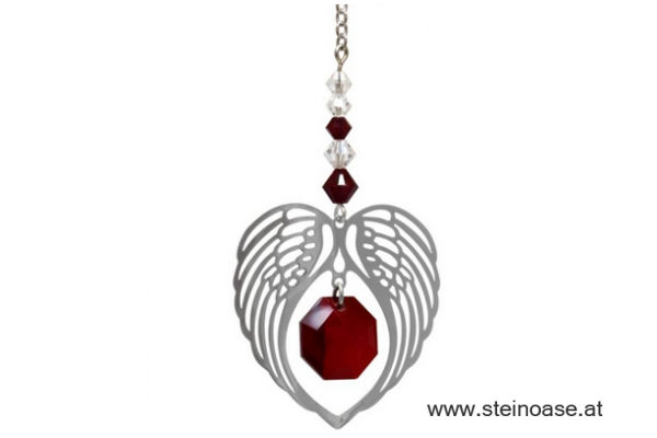 Angel Wing Heart Swarovski Granat